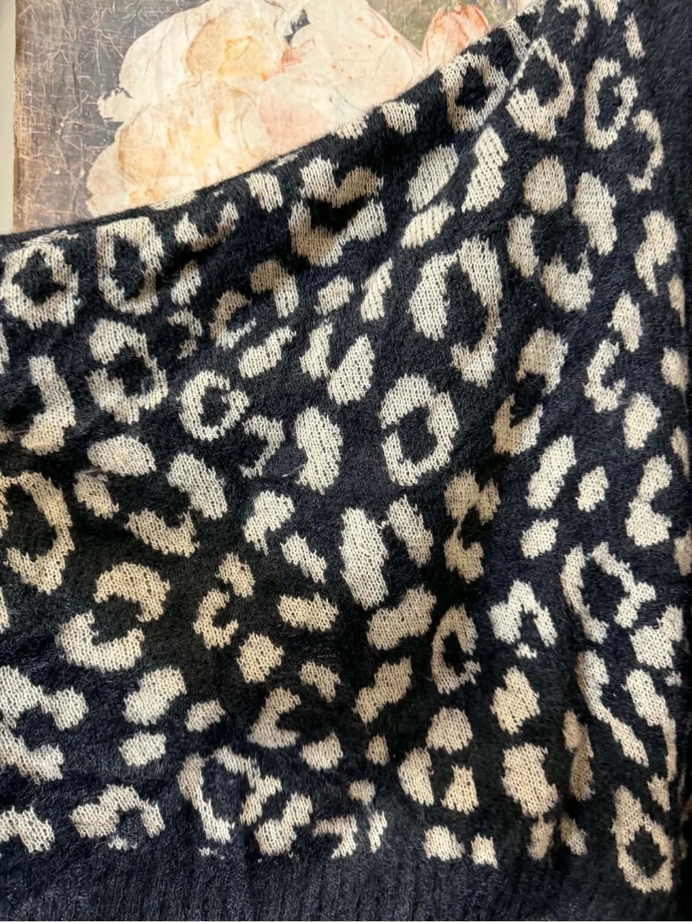 Anthropologie Akemi Kin Leopard Louise Open Knit Kimono Cardigan Sweater Size OS